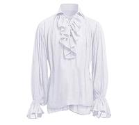Générique Chemise De Pirate À Volants pour Homme Vampire Renaissance Steampunk Victorien Gothique Costume Médiéval Cosplay Médiéval Chemise Homme Manches Longues Chic Pas Cher
