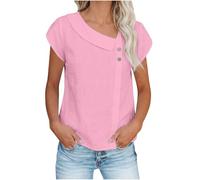 Générique Chemise décontractée à Boutons avec Encolure Demi-Lune et Manches pétales, confectionnée dans Un mélange Doux pour Un Confort et Un Style au Quotidien. (M)