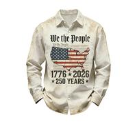 Générique Chemise décontractée à Manches Longues avec Impression et Boutonnage pour célébrer Un Anniversaire Confortable et élégante Quotidien (Beige, L)