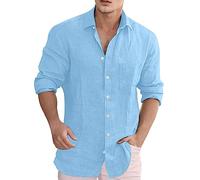 Générique Chemise décontractée à Manches Longues avec Poche à de Couleur Unie pour Hommes Chemise Homme Longue De Marque (#2 Blue XL)