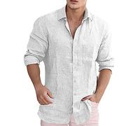 Générique Chemise décontractée à Manches Longues avec Poche à de Couleur Unie pour Hommes Chemise Homme Longue De Marque (#2 White XXXL)