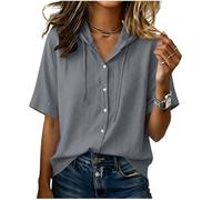 Générique Chemise décontractée pour Femme à Manches Courtes Coupe Ample avec Capuche et Fermeture boutonnée Tissu léger idéal pour Vos journées Estivales Bureau comme en Vacances