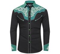 Générique Chemise Denim Western Homme Manches Longues Coupe Large Taille Grande Coupe Effilée Décontractée Boutonnage Haut Style Rétro(Light Blue, XL)