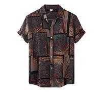 Générique Chemise d'Été Manches Courtes pour Homme boutonnée à Motif imprimé décontracté Chemise de Loisirs Business avec Poche pour la pêche, Les Voyages, Le Safari Hommes Funky Hawaïenne Chemises