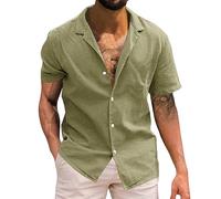 Générique Chemise d'Été Manches Courtes pour Homme boutonnée à Motif imprimé décontracté Chemisier de Plage Safari Tactique Shirt pour la randonnée, la pêche Chemises Stretch sans col pour Homme
