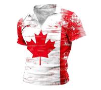 Générique Chemise d'été Manches Courtes pour Hommes, Fermeture éclair fête Nationale du Canada, imprimé Drapeau rétro Combinaison Dentelle Homme (L)