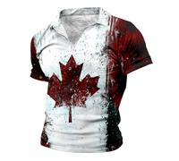Générique Chemise d'été Manches Courtes pour Hommes, Fermeture éclair fête Nationale du Canada, imprimé Drapeau rétro Combinaison Dentelle Homme (M)