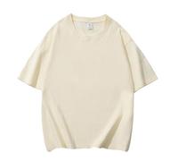 Générique Chemise d'été surdimensionnée en Coton pour Hommes, Couleur Unie, Grande Taille, Manches Courtes, épaules Rondes, Haut Top en Dentelle Homme (Beige, XL)