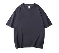 Générique Chemise d'été surdimensionnée en Coton pour Hommes, Couleur Unie, Grande Taille, Manches Courtes, épaules Rondes, Haut Top en Dentelle Homme (Grey, XXL)