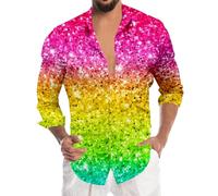 Générique Chemise Disco Homme Annee 80, Chemise Col Pelle à Homme Tenue de Plage Homme Chemise Année 70 Homme Chemise Metallique Costume Annee 60 Chemise Col Pelle A Vetement Disco Homme