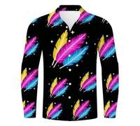 Générique Chemise Disco Homme Carnaval Tenue pour Pirate Col Mao À Paillettes Style Manches Courtes,Polo Shirts Revers Brillant des Années 70, 4-Rose M