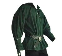 Générique Chemise en Lin à Lacets pour Homme Costume Vintage médiéval décontracté à Manches Longues Viking Pirate Chemise