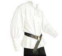 Générique Chemise en Lin à Lacets pour Homme Costume Vintage médiéval décontracté à Manches Longues Viking Pirate Chemise