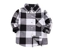 Générique Chemise Enfant Garcon Manches Longues Chaud Vêtements à Carreaux Boutonnée Automne Hiver Classics Hauts Enfant Décontracté Mode Mignon Chemises avec Poche Poitrine Personnalité Sweat Shirt