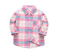 Générique Chemise Enfant Garcon Manches Longues Chaud Vêtements à Carreaux Boutonnée Automne Hiver Classics Hauts Enfant Décontracté Mode Mignon Chemises avec Poche Poitrine Personnalité Sweat Shirt