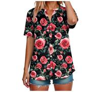Générique Chemise Femme Courtes Chemisier Lin Femme Chemise Plage Légère Unie Boutonnée Haut en Tissu Aspect Lin, Couleurs, Ne Passe Pas Au Lavage, Look Frais Longtemps Chemisier d'affaires