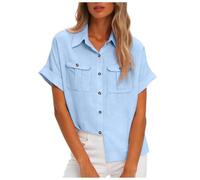 Générique Chemise Femme Courtes Tshirt Lin Femme Chemise en Lin 2026 Été Chemisier Manche Haut en Simili Léger comme Une, Matière Douce Et Agréable, Idéal pour La Saison Estivale Chemisier Blanc