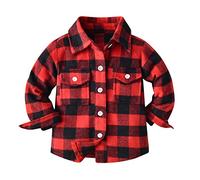 Générique Chemise Garcon Manches Longues Mode Hauts à Carreaux Boutonnée Enfant Automne Hiver Classics Vêtements Chaud Décontracté Mignon T-Shirt avec Poche Poitrine Personnalité Sweat Shirt