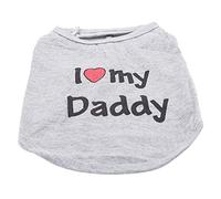 Générique Chemise Gilet de Chien d'été vêtements Manteau Chiot Chat Chat Gilets en Coton J'aime Mon Papa Maman vêtements pour Chiens Costumes XS, élégant et Populaire