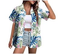 Générique Chemise Hawaienne Femme Hommes Funky Shirt à Manches Courtes Button Down Vacances Ete Imprimé Fleuri Plage Casual Décontractées Vacances Tops Vintage Hawaii Chemise