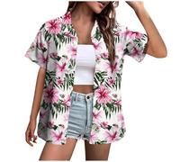 Générique Chemise Hawaienne Femme Hommes Funky Shirt à Manches Courtes Button Down Vacances Ete Imprimé Fleuri Plage Casual Décontractées Vacances Tops Vintage Hawaii Chemise