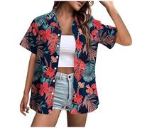 Générique Chemise Hawaienne Femme Hommes Funky Shirt à Manches Courtes Button Down Vacances Ete Imprimé Fleuri Plage Casual Décontractées Vacances Tops Vintage Hawaii Chemise