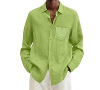 Générique Chemise Hawaienne Homme DéContracté Grande Taille Chemise Ample Hommes Col Rabattu Chemise à Manches Longues Bohème Léger Respirant (Mint Green, XL)