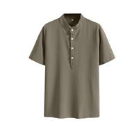 Générique Chemise Hawaienne Homme Manches Courtes Tropicale à col Mao, Unie et décontractée, Style Plage été, en Tissu Respirant, Facile à Enfiler, Chemise Homme Manches Courtes