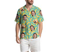 Générique Chemise Hawaienne Homme Personnalisée, Chemise a Fleur Homme Femme avec Photo, Manches Courtes Tropical Hippie
