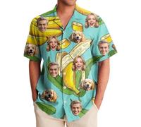 Générique Chemise Hawaïenne Personnalisée avec Photo de Visage Personnalisées Chemises Hawaïennes Boutonnées à Manches Courtes Hawaïen Style Chemise pour Hommes Petit ami Cadeau M-4XL #05