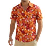 Générique Chemise Homme à Manches Courtes Chemise Multicolore Années 70 Chemises D'été Décontractée Style Rétro Années 70 Respirant et Legere Chemises Boutonnée pour Style Disco Plage Vacances