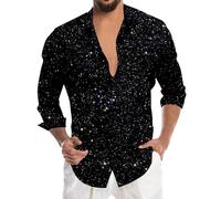 Générique Chemise Homme avec Paillettes, Déguisement Année 70 Costume Annee 70 Deguisement Hippies Homme Chemise Formelle Homme Chemises Western Chemise Camo Deguisement Homme Disco