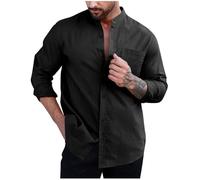 Générique Chemise Homme Chemisette Coton T-Shirt Décontracté Mode Tshirts Manches Longues Tee-Shirt Léger Doux Tee Shirt ConfortableTeeshirt Couleur Unie Vêtements Mes Commandes Passées Noir XXL