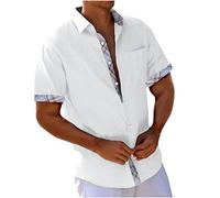 Générique Chemise Homme Chemisette Été Décontracté Teeshirt Lin Coton Mode Tshirt Doux Tee Shirt Extensible T-Shirts Respirant Tee-Shirt Fincut Vêtements Commandes en Cours Blanc 3XL