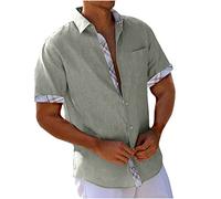 Générique Chemise Homme Chemisette Été Décontracté Teeshirt Lin Coton Mode Tshirt Léger Doux Tee Shirt Confortable Extensible T-Shirts Respirant Tee-Shirt Fincut Vêtements Mes Commandes Gris XXL