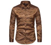 Générique Chemise Homme Col À Revers Manches Longues Costume De Carnaval Button Down Loisirs Chemises pour Fête Disco Scintillante Élégant Tenue De Fête Amusante Coupe Ajustée Vintage Vetement