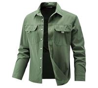 Générique Chemise Homme Décontractée Grande Taille Extérieur Manches Longues Coupe Effilée Uni Quotidienne Maison Voyage Randonnée Toutes Saisons Dos Respirant Trou Aération(Green, XL)