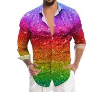 Générique Chemise Homme Hippie 70'S, Paillettes T-Shirt Homme Manche Longue Années 70 Groovy Deguisement Vintage Habits