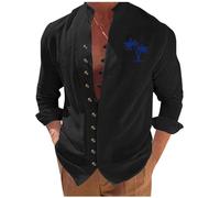 Générique Chemise Homme Lin Coton Été Manches Longues Col Mao Imprimé Boutonnée Grande Taille Léger Respirant Chemise Mode T-Shirt Haut pour l'Été, Sorties Entre Amis et Loisirs