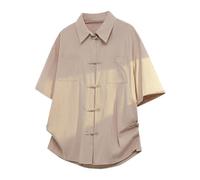 Générique Chemise Homme Lin Manches Courtes - Chemise Homme Manches Courtes Rayures Verticales Ample Confortable Unie Tissu Léger Respirant Idéale Tenue Quotidienne Estivale