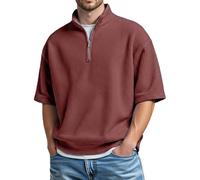 Générique Chemise Homme Manches Courtes avec Col Montant Style Décontracté Et Habillé pour Un Usage Quotidien Chemise Casual Homme Moderne(Red, S)