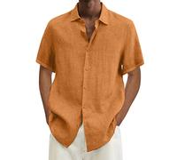 Générique Chemise Homme Manches Courtes, Chemise Homme Manches Courtes Kaki Ete Coton Lin Polo Chemisette Manche Courte Grande Taille Legere T-Shirt Top Boutonnée Col Mao Haut Respirant De Plage