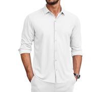 Générique Chemise Homme Manches Longues à Boutons - Coupe Slim Décontractée, Léger et Respirant - pour Sortie, Bureau, Mariage Plage