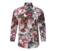 Générique Chemise Homme Manches Longues à Fleurs Motif Paisley Imprimée Chemises Casual Fantaisie Regular Fit Chemise de Fête Mariage Décontractées Chemises Casual Homme Pas Cher Chic