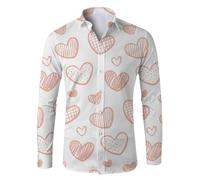 Générique Chemise Homme Manches Longues,Cadeau Saint Valentin pour Homme Regular Fit Revers Chemises Casual Chemise Boutonnée Amour Imprimé,Chemise Slim Fit pour Cadeaux St Valentin Couple