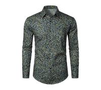 Générique Chemise Homme Manches Longues - Chemise Lin Homme Chemise Hawa Iian pour Homme Chemise d'affaires Florale Chemise décontractée à Manches Longues et Boutons