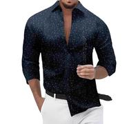 Générique Chemise Homme Manches Longues - Chemise pour Homme Grande Taille Chemise à Manches Longues à Revers pour Hommes imprimés à Pois décontractés Cardigan de Vacances Hauts