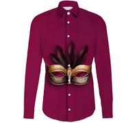 Générique Chemise Homme Manches Longues Col À Revers Chemises Button Down Novelty Imprimé Carnaval Costume Élégant Deguisement Hippies Tenue De Fête Amusante Vintage Coupe Ajustée Vetement