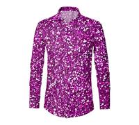 Générique Chemise Homme Manches Longues Col À Revers Chemises Novelty Imprimé Button Down Carnaval Costume Élégant Deguisement Hippies Tenue De Fête Amusante Coupe Ajustée Vintage Vetement