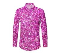 Générique Chemise Homme Manches Longues Col À Revers Chemises pour Fête Disco Button Down Novelty Imprimé Carnaval Costume Deguisement Hippies Tenue De Fête Amusante Soirée Bal De Promo Vetement